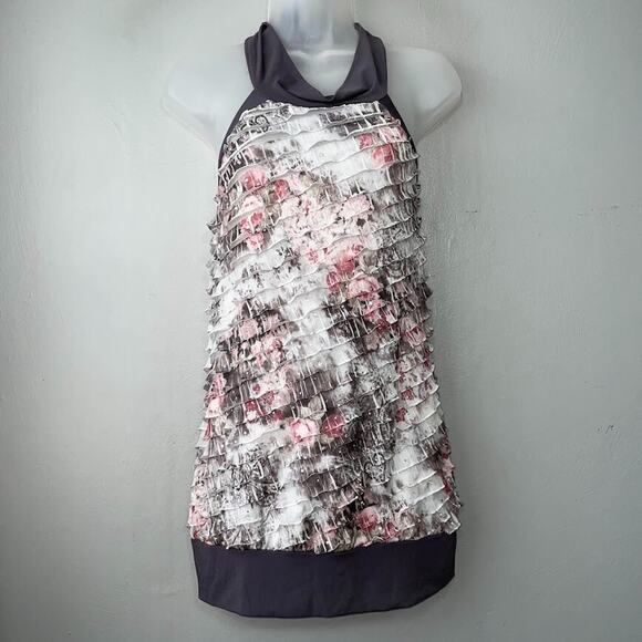 Studio Y Size Large Tiered Ruffle Halter Top Blouson Y2K Fairy Grunge Romantic - Picture 3 of 11